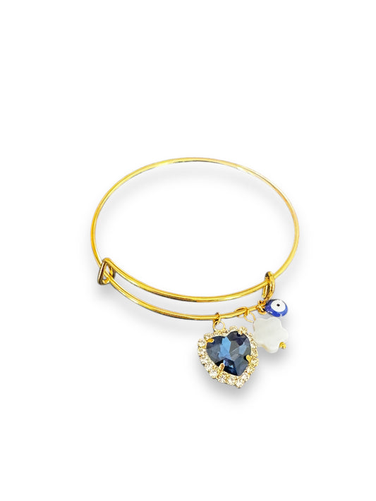 Bracelet jonc à Charms bleu foncé