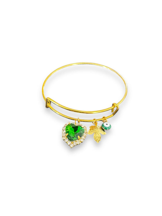 Bracelet jonc Charms vert