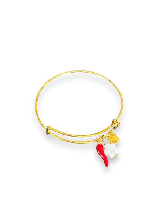 Bracelet jonc Charms rouge